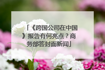 《跨国公司在中国》报告有何亮点？商务部答封面新闻