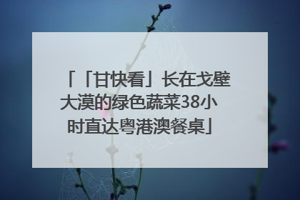 「甘快看」长在戈壁大漠的绿色蔬菜38小时直达粤港澳餐桌