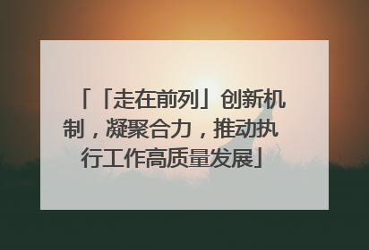 「走在前列」创新机制，凝聚合力，推动执行工作高质量发展