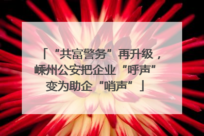 “共富警务”再升级，嵊州公安把企业“呼声”变为助企“哨声”