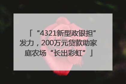 “4321新型政银担”发力，200万元贷款助家庭农场“长出彩虹”