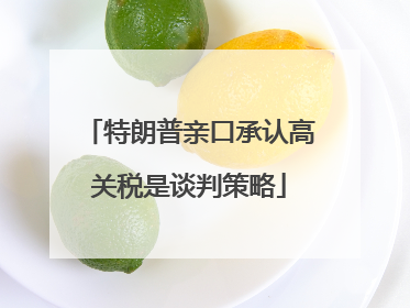 特朗普亲口承认高关税是谈判策略