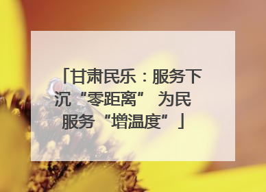甘肃民乐：服务下沉“零距离” 为民服务“增温度”