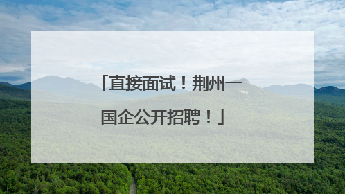 直接面试！荆州一国企公开招聘！