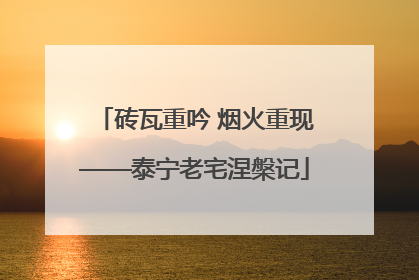 砖瓦重吟 烟火重现——泰宁老宅涅槃记