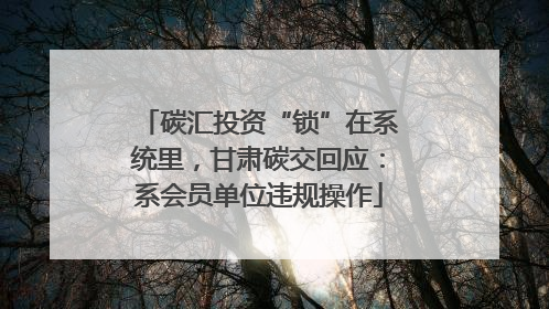 碳汇投资“锁”在系统里，甘肃碳交回应：系会员单位违规操作