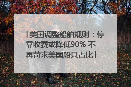 美国调整船舶规则：停靠收费或降低90% 不再苛求美国船只占比