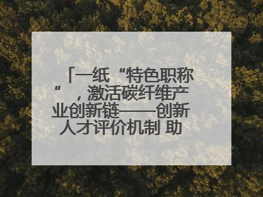 一纸“特色职称”，激活碳纤维产业创新链——创新人才评价机制 助推产业升级