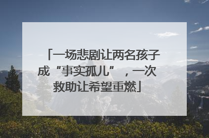 一场悲剧让两名孩子成“事实孤儿”，一次救助让希望重燃