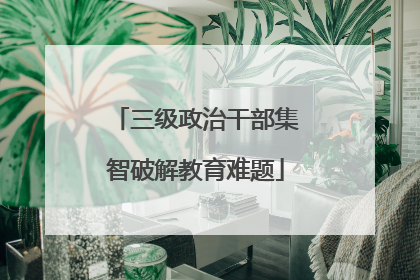 三级政治干部集智破解教育难题