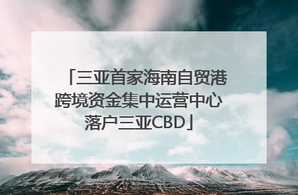 三亚首家海南自贸港跨境资金集中运营中心落户三亚CBD