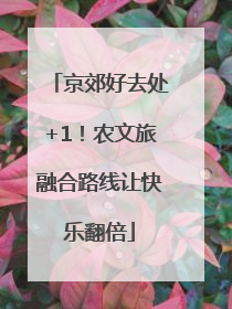 京郊好去处+1！农文旅融合路线让快乐翻倍
