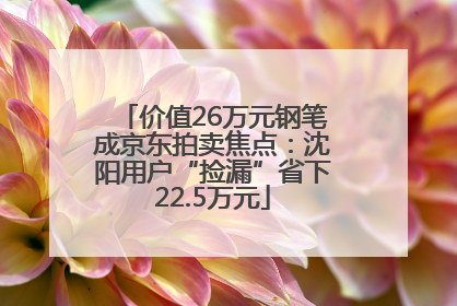 价值26万元钢笔成京东拍卖焦点：沈阳用户“捡漏”省下22.5万元