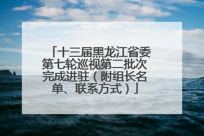 十三届黑龙江省委第七轮巡视第二批次完成进驻（附组长名单、联系方式）