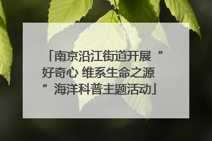 南京沿江街道开展“好奇心 维系生命之源”海洋科普主题活动