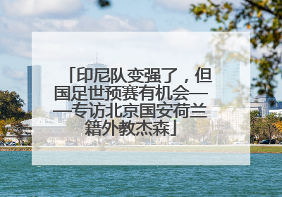 印尼队变强了，但国足世预赛有机会——专访北京国安荷兰籍外教杰森