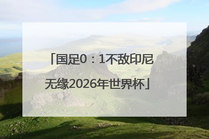 国足0：1不敌印尼 无缘2026年世界杯