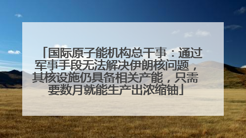 国际原子能机构总干事：通过军事手段无法解决伊朗核问题，其核设施仍具备相关产能，只需要数月就能生产出浓缩铀