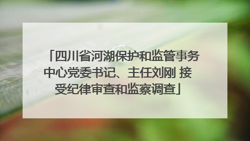 四川省河湖保护和监管事务中心党委书记、主任刘刚 接受纪律审查和监察调查