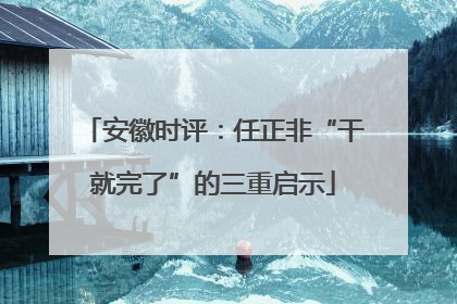 安徽时评：任正非“干就完了”的三重启示