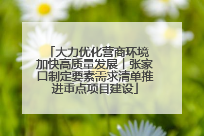 大力优化营商环境 加快高质量发展丨张家口制定要素需求清单推进重点项目建设