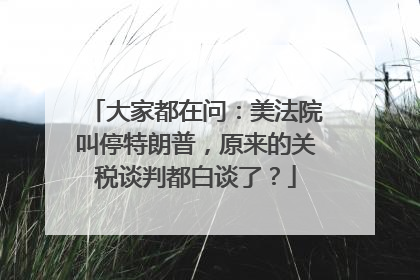 大家都在问：美法院叫停特朗普，原来的关税谈判都白谈了？