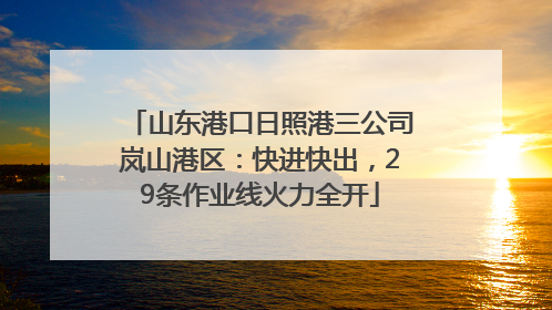 山东港口日照港三公司岚山港区：快进快出，29条作业线火力全开
