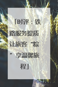 时评：铁路服务提质让旅客“粽”享温馨旅程
