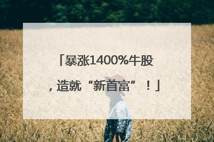 暴涨1400%牛股，造就“新首富”！