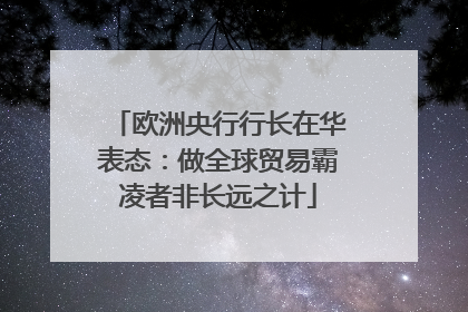 欧洲央行行长在华表态：做全球贸易霸凌者非长远之计
