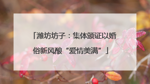 潍坊坊子：集体颁证以婚俗新风酿“爱情美满”