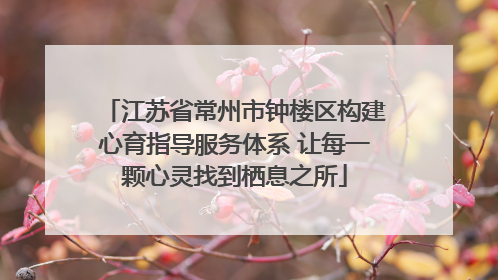 江苏省常州市钟楼区构建心育指导服务体系 让每一颗心灵找到栖息之所