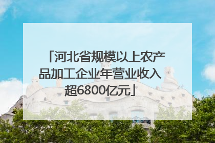 河北省规模以上农产品加工企业年营业收入超6800亿元