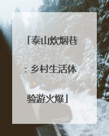 泰山炊烟巷：乡村生活体验游火爆