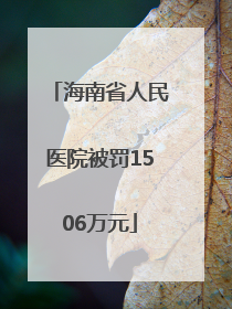 海南省人民医院被罚1506万元