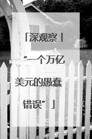 深观察丨“一个万亿美元的愚蠢错误”