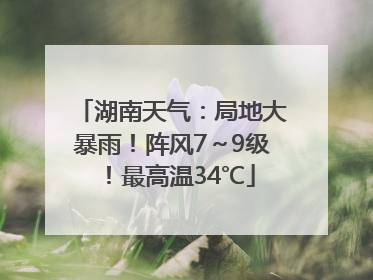 湖南天气：局地大暴雨！阵风7～9级！最高温34℃