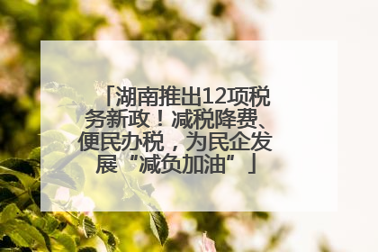 湖南推出12项税务新政！减税降费、便民办税，为民企发展“减负加油”
