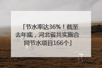 节水率达36%！截至去年底，河北省共实施合同节水项目166个