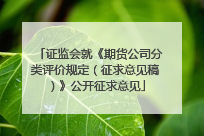 证监会就《期货公司分类评价规定（征求意见稿）》公开征求意见