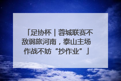 足协杯｜蓉城联赛不敌弱旅河南，泰山主场作战不妨“抄作业”
