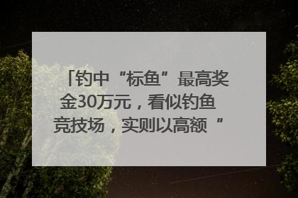 钓中“标鱼”最高奖金30万元，看似钓鱼竞技场，实则以高额“回报”作“饵”……｜今晚九点半