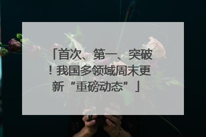 首次、第一、突破！我国多领域周末更新“重磅动态”