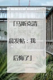 马斯克清晨发帖：我后悔了