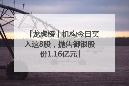 龙虎榜丨机构今日买入这8股，抛售御银股份1.16亿元