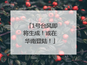 1号台风即将生成！或在华南登陆！