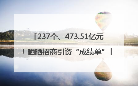 237个、473.51亿元！晒晒招商引资“成绩单”