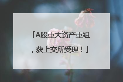 A股重大资产重组，获上交所受理！